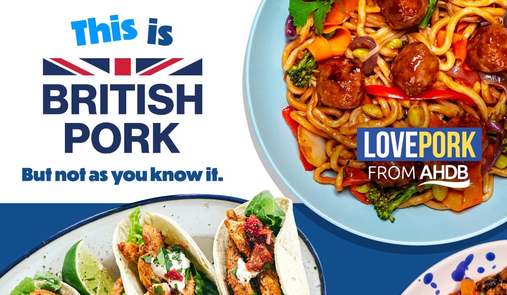 This is British pork advertising image with pics of pork dishes
